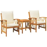 vidaXL Ensemble de canapé de jardin avec coussins 3 pcs huile naturelle bois massif acacia