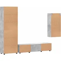 vidaXL Ensemble de meubles TV avec étagère FLORIN, 3 pièces, gris béton, aggloméré