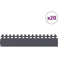 vidaXL Bordures de jardin, 20 pièces, 103 x 0,05 x 22 cm, acier, anthracite