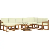 vidaXL Ensemble de canapés d'extérieur avec coussins 9 pièces Nature et Crème