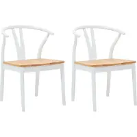 vidaXL Chaise de salle à manger 2 pcs Blanc et naturel Bois massif de caoutchouc