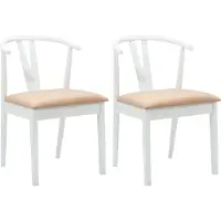 vidaXL Chaise de salle à manger 2 pcs Blanc et marron Bois massif de caoutchouc