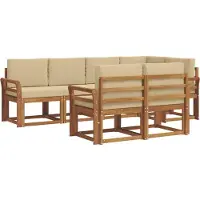 vidaXL Ensemble de canapés d'extérieur avec coussins 7 pièces Nature et Beige
