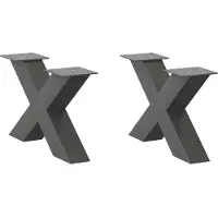 vidaXL Pieds de table basse en X 2 pcs. Anthracite 60x(30-31) cm Acier