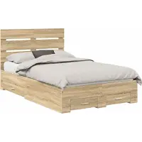 vidaXL Cadre de lit avec tête de lit Chêne Sonoma 135 x 190 cm Bois composite