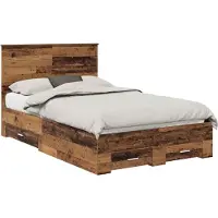 vidaXL Cadre de lit avec tête de lit vieux bois 120 x 190 cm Bois composite