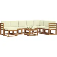 vidaXL Ensemble de salon de jardin 9 pièces, couleurs naturelles et crème