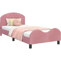vidaXL Sommier de lit d'enfant avec tête de lit rose 90 x 190 cm velours