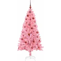 vidaXL Sapin de Noël avec 150 LED avec support Rose 150 cm PVC
