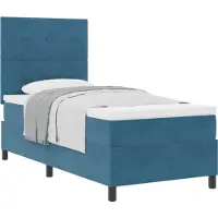 vidaXL Lit boxspring avec tête de lit bleu foncé 80 x 200 cm velours