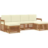 vidaXL Ensemble de salon de jardin 6 pièces, couleurs naturelles et crème