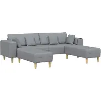 vidaXL Sofa en tissu avec coussin Gris clair 208 cm tissu