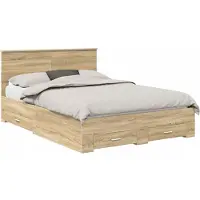 vidaXL Cadre de lit avec tête de lit Chêne Sonoma 135 x 190 cm Bois composite