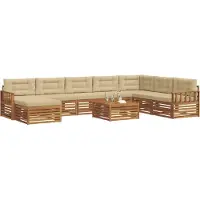 vidaXL Ensemble de salon de jardin , 9 pièces, en bois d'acacia massif, couleurs naturelles et beige
