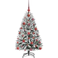 vidaXL Sapin de Noël artificiel Vert et blanc 120 cm PVC et métal