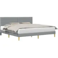 vidaXL Cadre de lit avec tête de lit gris clair 200 x 200 cm Tissu