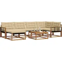 vidaXL Ensemble de canapés d'extérieur 19 pièces Naturel et beige Bois massif d'acacia