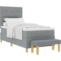 vidaXL Lit boxspring avec tête de lit, gris clair, 200 x 80 cm, tissu