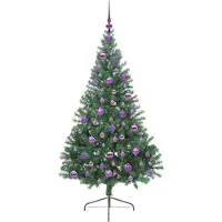 vidaXL Sapin de Noël artificiel pré-éclairé Vert 180 cm PVC