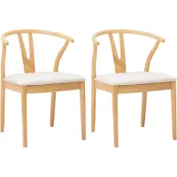 vidaXL Chaise de salle à manger 2 pcs Naturel et clair Bois massif de caoutchouc