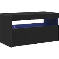 vidaXL Meuble TV avec LED, 2 pièces, noir, aspect chêne, 75 x 35 x 40 cm