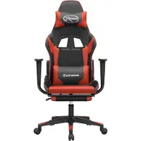 vidaXL Chaise de jeu avec repose-pieds Noir et rouge Similicuir