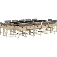 vidaXL Ensemble de jardin 15 pièces avec coussins Mélange beige Poly rotin