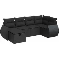 vidaXL Ensemble de salon de jardin 6 pièces avec coussins noir poly rotin
