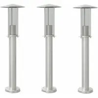 vidaXL Lampes d'allée 3 pcs. argent 60 cm acier inoxydable