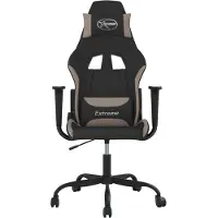 vidaXL Chaise de jeu avec fonction de massage Tissu noir et taupe