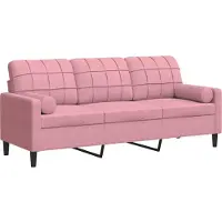 vidaXL Canapé 3 places avec oreillers décoratifs rose 180 cm velours