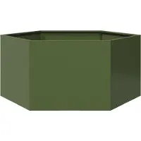 vidaXL Bac à plantes vert olive hexagonal 104x90x45 acier