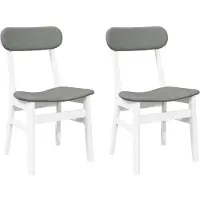 vidaXL Chaises de salle à manger avec coussins 2 pcs. Blanc Bois massif Hévéa