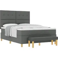 vidaXL Lit à sommier tapissier avec coussins, gris foncé, 200 x 140 cm, tissu