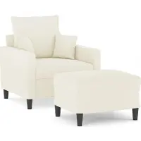 vidaXL Fauteuil avec pouf Crème 60 cm Velours