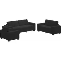 vidaXL Ensemble de canapé , 3 pièces, noir, en velours