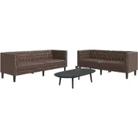 vidaXL Ensemble de canapé Chesterfield 2 pièces brun similicuir