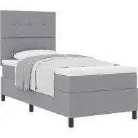 vidaXL Lit boxspring avec matelas gris clair 100 x 200 cm Tissu