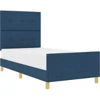 vidaXL Cadre de lit avec tête de lit bleu 90 x 200 cm Tissu