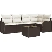 vidaXL Ensemble de canapés de jardin avec rangement, 6 pièces, en polyrotin marron