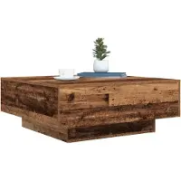vidaXL Table Basse à Leds Bois Ancien 80X80X31 Cm Lumarko !