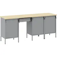 vidaXL Table de travail avec rangement, 4 pièces, noire, pour ingénieurs, en bois et en acier