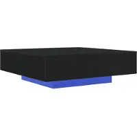 vidaXL Table basse avec éclairage LED, noire, imitation chêne, en bois composite
