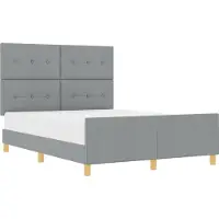 vidaXL Cadre de lit avec tête de lit gris clair 140 x 190 cm Tissu