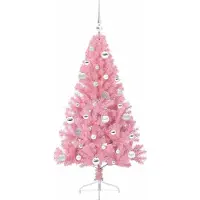 vidaXL Sapin de Noël artificiel pré-éclairé Rose 150 cm PVC