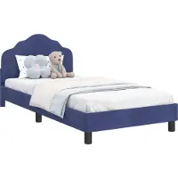vidaXL Sommier de lit d'enfant avec tête de lit bleu police 90 x 200 cm velours