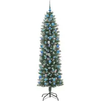 vidaXL Arbre de Noël artificiel slim avec 300 LED Vert et blanc 210 cm