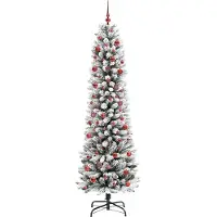 vidaXL Sapin de Noël artificiel Blanc 210 cm PVC, métal et plastique