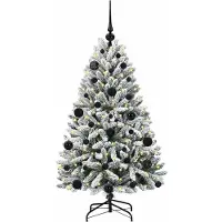 vidaXL Sapin de Noël artificiel Vert et blanc 120 cm PVC et métal