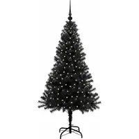 vidaXL Sapin de Noël avec 150 LED avec support Noir 150 cm PVC